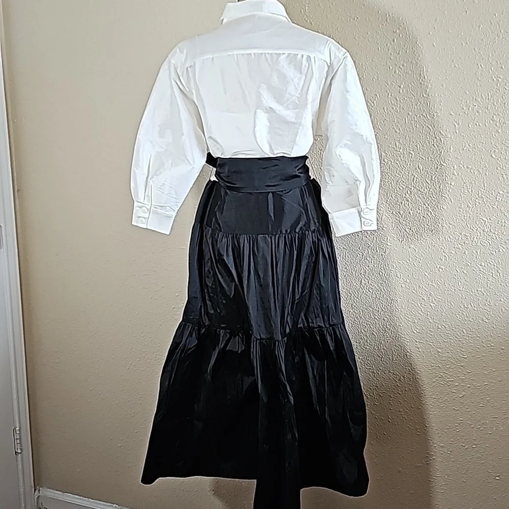 Rickie Freeman Fot Teri Jon Two Tone Bow Shirt Dress - Picture 9 of 11